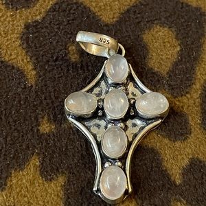 New Cross with white stone 925 sterling silver overlay
